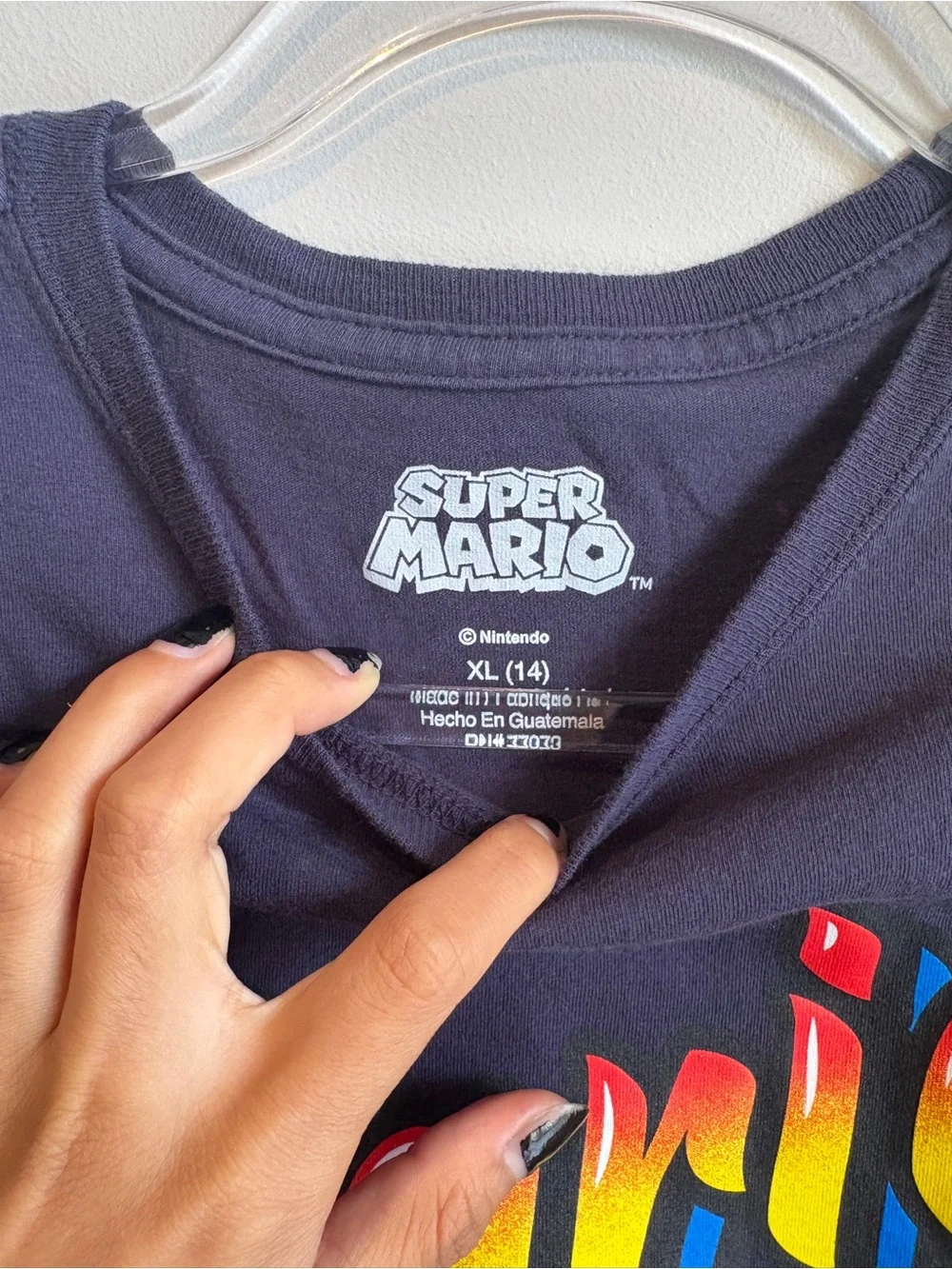 Boys Super Mario Nintendo Navy Graphic T-Shirt Size XL/14